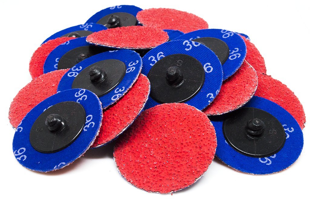 BENCHMARK ABRASIVES, BRAND, CATEGORY, QUICK CHANGE DISCS, Benchmark Abrasives 2 Inch Sanding Discs Quick Change Ceramic - Drill & Die Grinder Sanding Disc for Deburring, Polishing, Rust Remover for Metal, Paint Stripper (25 Pack) - 50 Grit