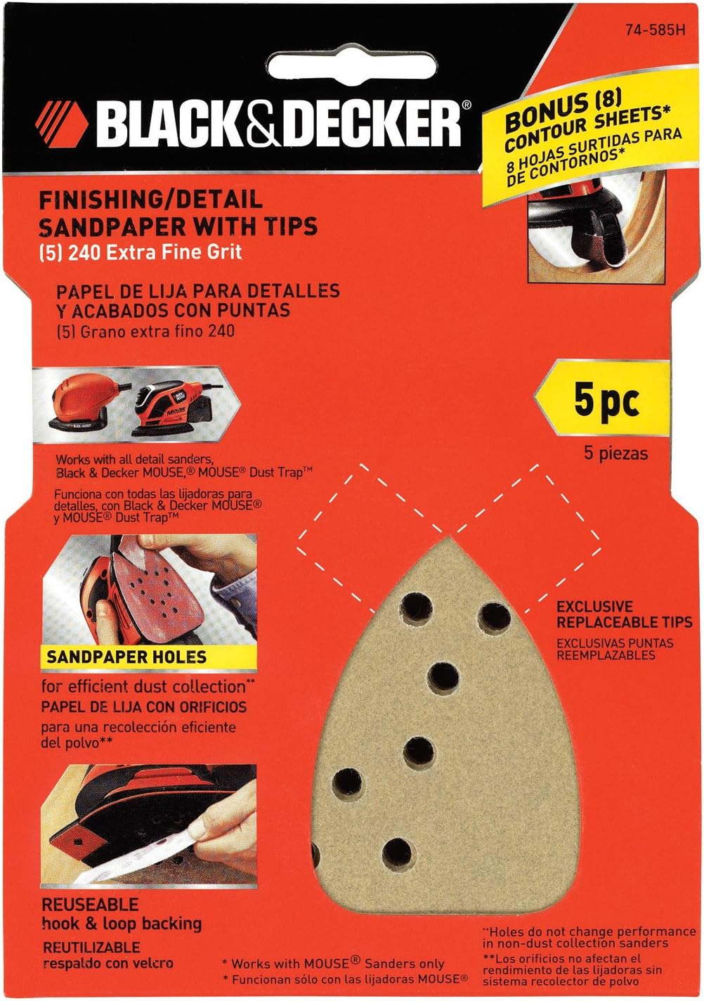 BLACK+DECKER, BRAND, CATEGORY, DETAIL SANDER PAPER, Black & Decker 74-585H 240-Grit Mouse Sand Paper