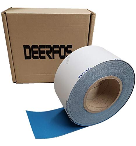 BRAND, CATEGORY, DEERFOS, SANDING SHEETS, Blue Premium 80Grit Longboard Continuous Roll Sticky Back (PSA) Sandpaper, 2-3/4" x 25Yds (Auto, Wood, Metal etc) (80 Grit)