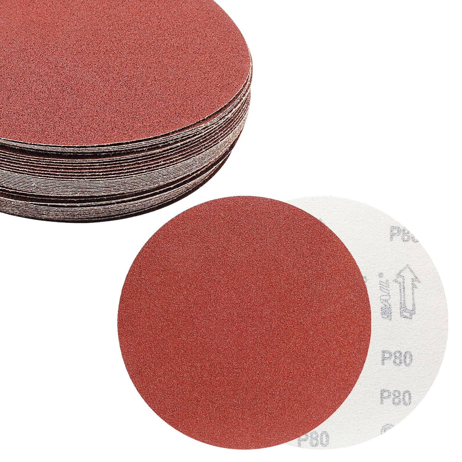 BOKWIN, BRAND, CATEGORY, HOOK & LOOP DISCS, BokWin 40PCS 7-Inch 80 Grit Hook and Loop Sanding Discs Sandpaper, Aluminum Oxide Sanding Disc for Drill Grinder Rotary Tools No Hole, Self Stick