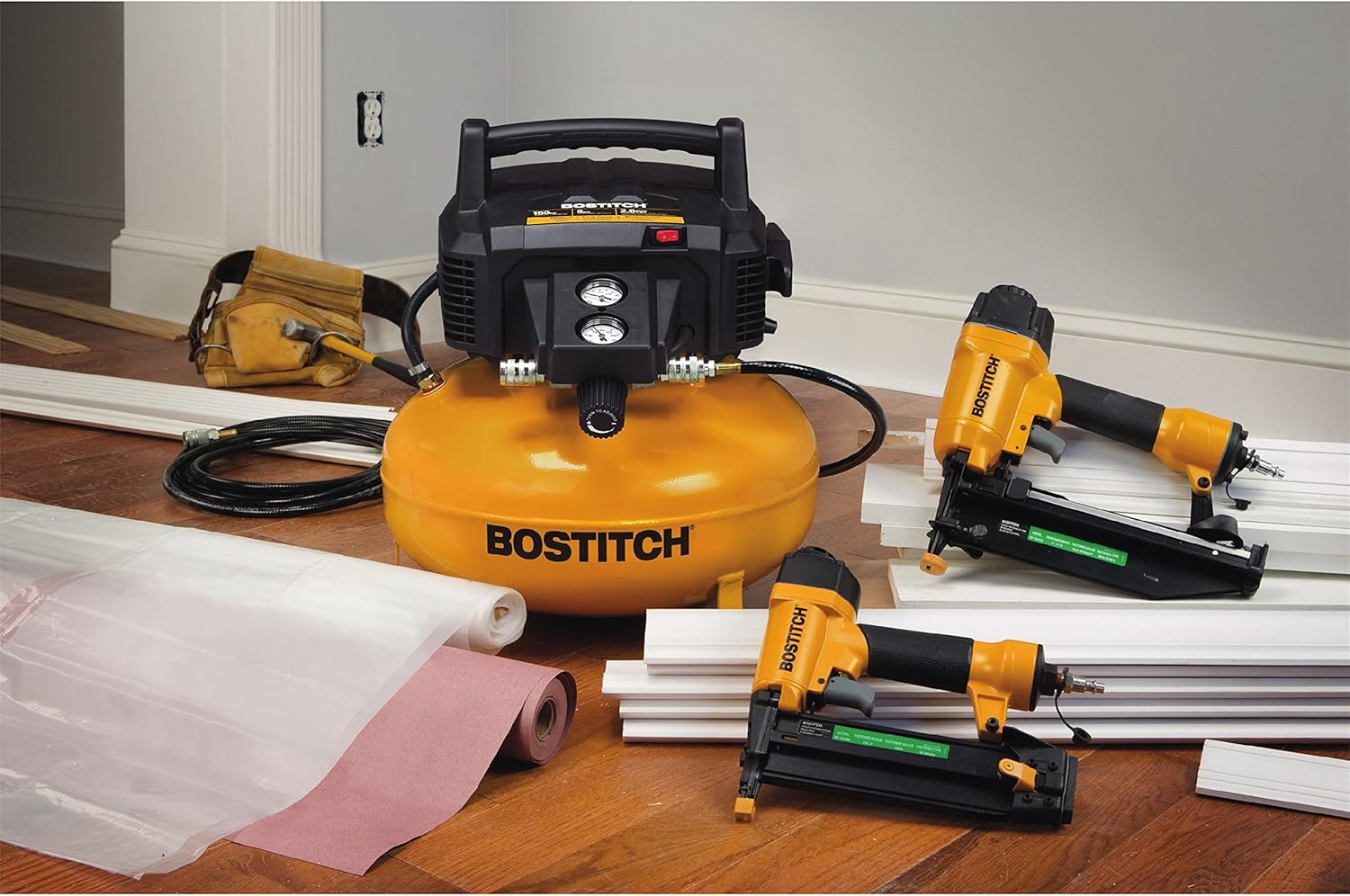 BOSTITCH, BRAND, CATEGORY, PORTABLE AIR COMPRESSORS, Bostitch BTFP2KIT 2-Tool and Compressor Combo Kit