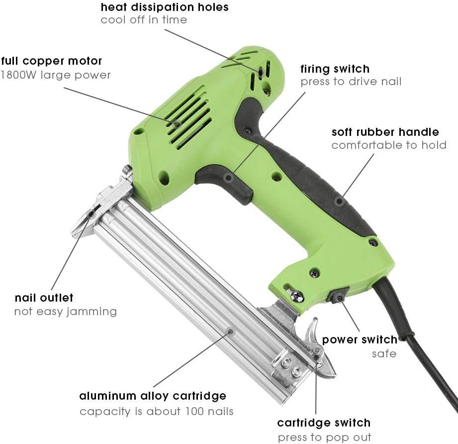 BRAD NAILERS, BRAND, CATEGORY, YAFA, Brad Nailer Kit,Electric Framing Brad Nailers Power Tools Nailers & Staplers Hand Operated Nailing Tool with EU Plug Adapter for Furniture Woodworking