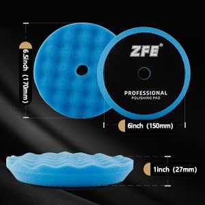 BRAND, BUFFING & POLISHING PADS, CATEGORY, ZFE, Buffing Polishing Pads, ZFE 7Pcs 6"(150mm) Waffle Foam Buffing Pads Polishing Pads Wool Pad Kit for 6Inch Backing Plate RO/DA/GA Car Polisher Boat Compounding, Polishing and Waxing