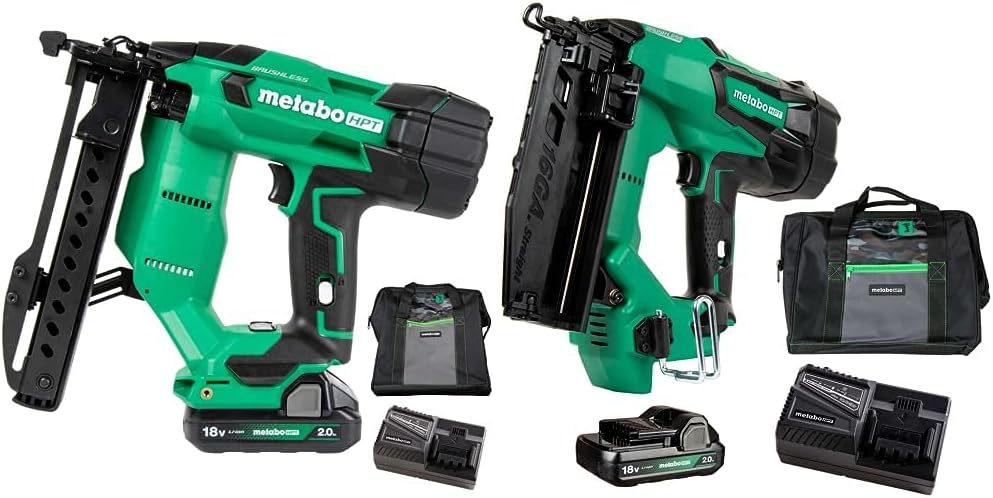 BRAND, CATEGORY, FINISH NAILERS, METABO HPT, Bundle of Metabo HPT 18V MultiVolt™ Cordless Stapler Kit | N1804DA + Metabo HPT Cordless 18V MultiVolt™ Straight Finish Nailer Kit | NT1865DMST