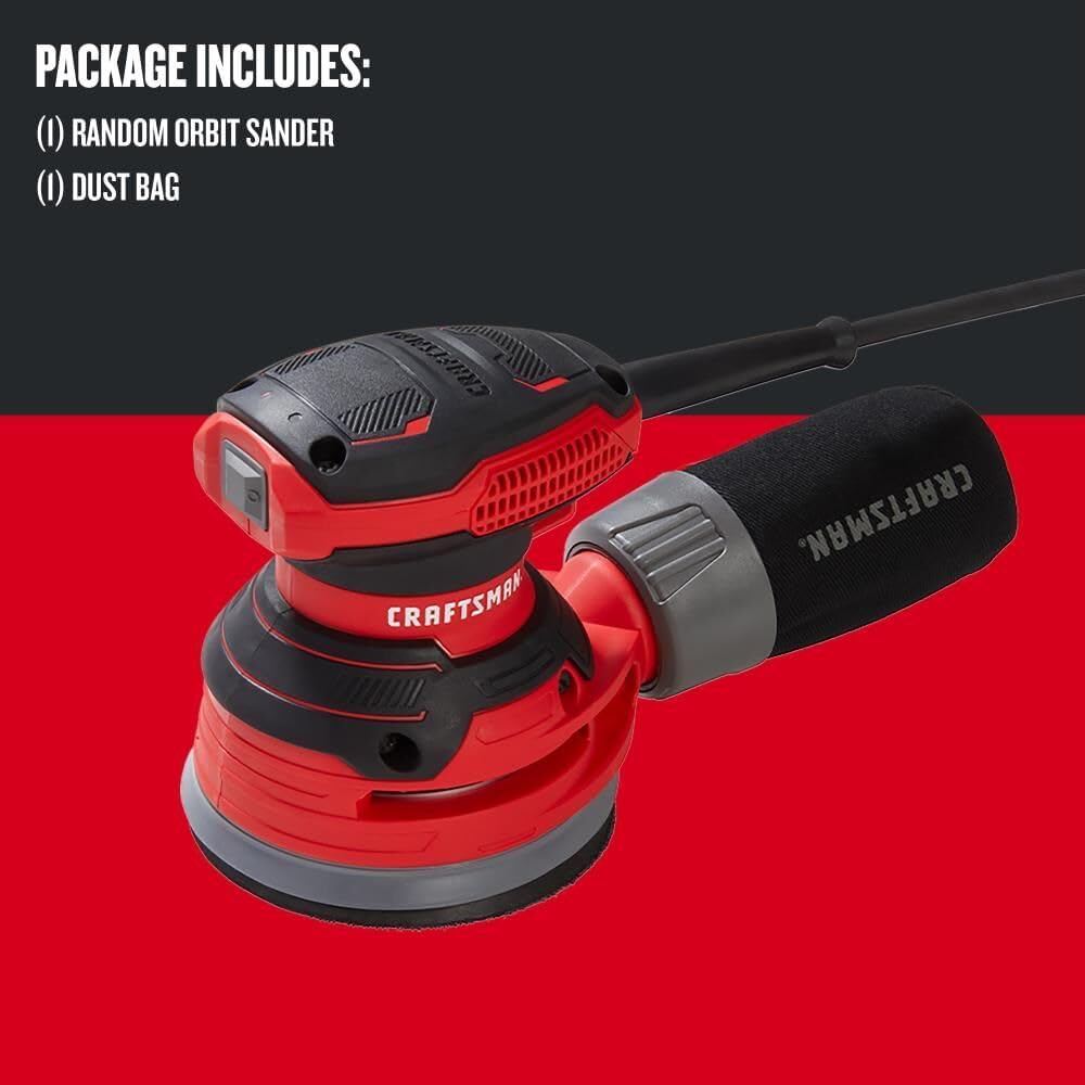 BRAND, CATEGORY, CRAFTSMAN, RANDOM-ORBIT SANDERS, CRAFTSMAN Orbital Sander, 5 inch, 12,000 OPM, 3 Amp, Corded (CMEW231)