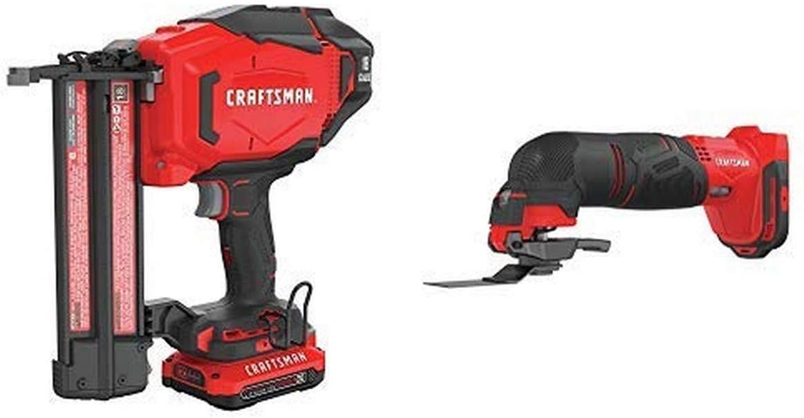 BRAD NAILERS, BRAND, CATEGORY, CRAFTSMAN, CRAFTSMAN V20 Cordless Finish Nailer Kit, 18GA with Oscillating Tool (CMCN618C1 & CMCE500B)