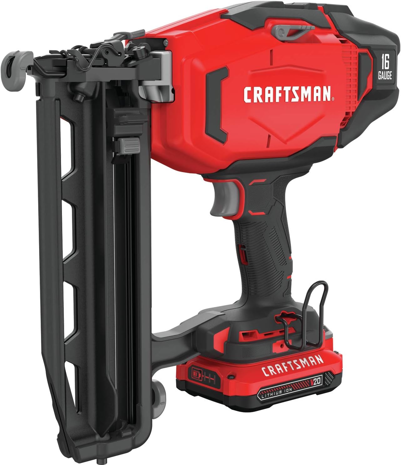 BRAND, CATEGORY, CRAFTSMAN, FINISH NAILERS, CRAFTSMAN V20 Cordless Finish Nailer Kit, Nail Gun, 16GA, 2-1/2 Nails, Battery and Charger Included (CMCN616C1)