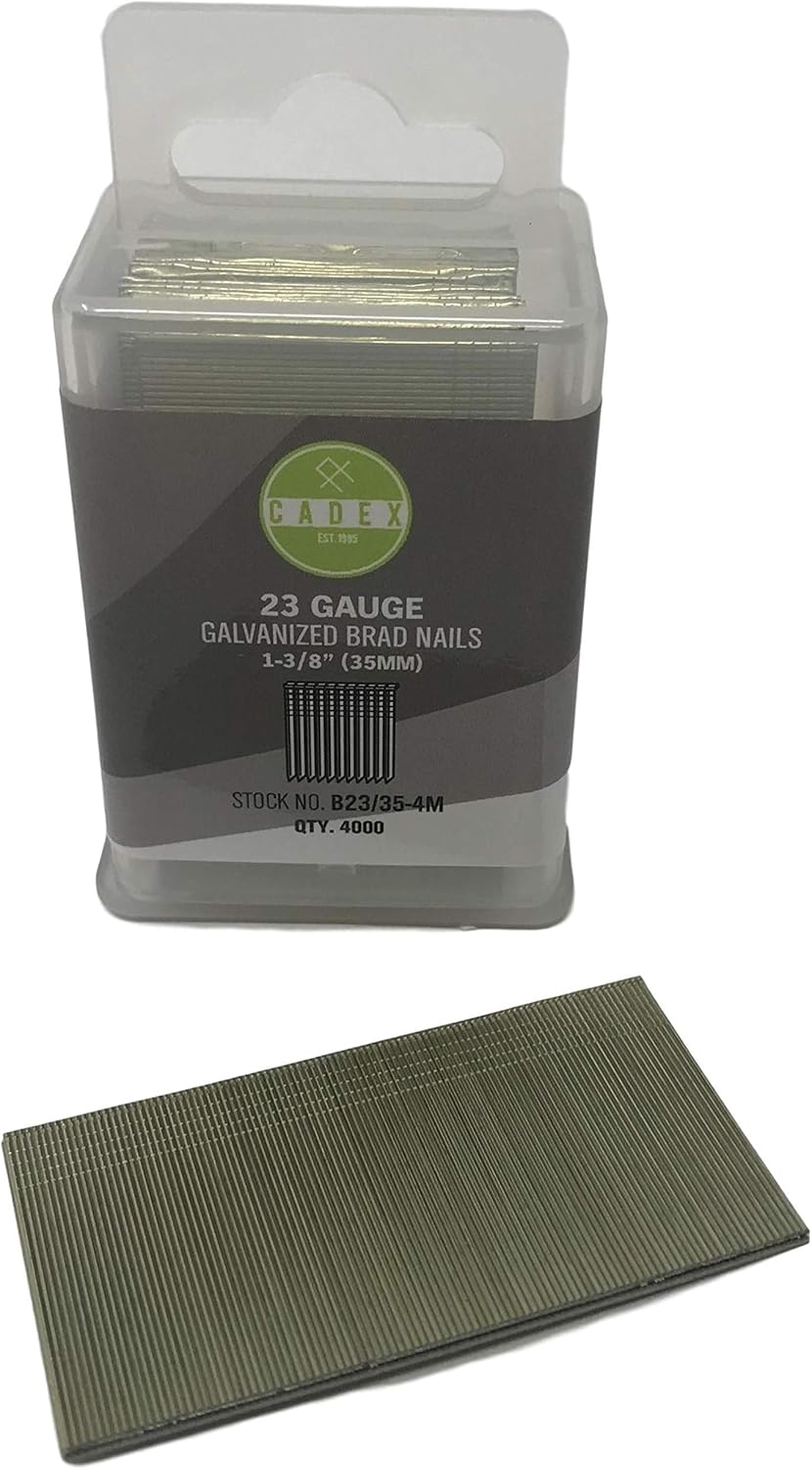 BRAD NAILS, BRAND, CADEX, CATEGORY, Cadex B23/35-4M 23-Gauge Brad Galvanized Brad Nails with 4000 Fasteners Per Box, 35mm