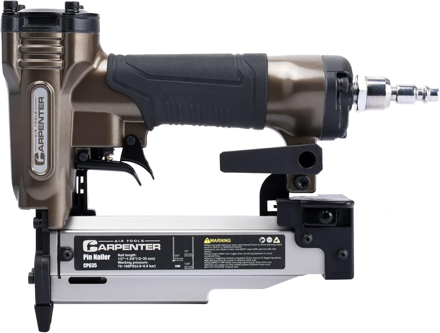 BRAND, CARPENTER AIR TOOLS, CATEGORY, PINNERS, Carpenter CP635 23 Gauge 1-3/8 inch Pin Nailer | Pneumatic | 23 Gauge Pin Nails from 5/8-Inch up to 1-3/8-Inch | Pinner