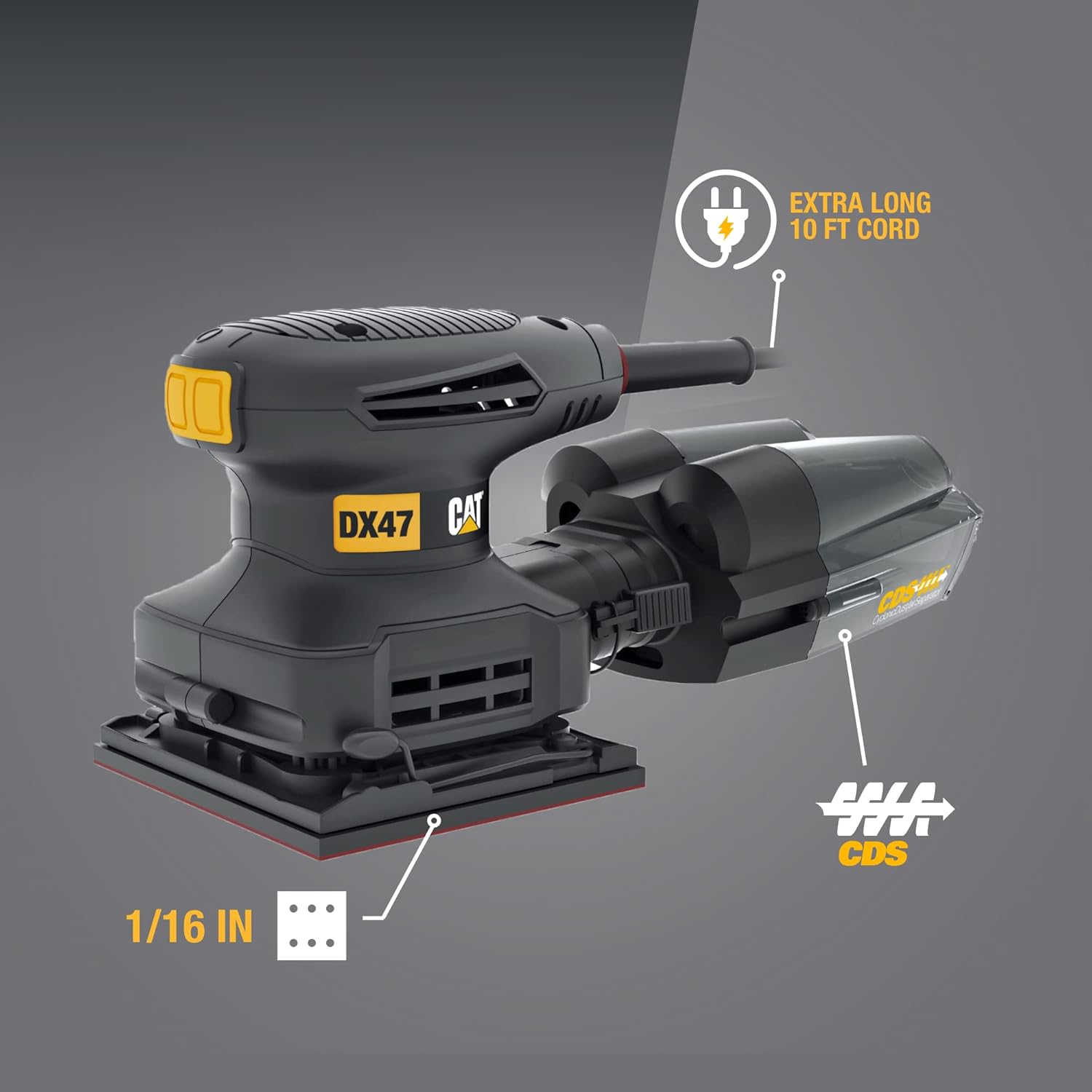 BRAND, CAT, CATEGORY, SHEET SANDERS, Caterpillar Cat®Corded 1/4" Sheet Sander 2.4-AMP - DX47U