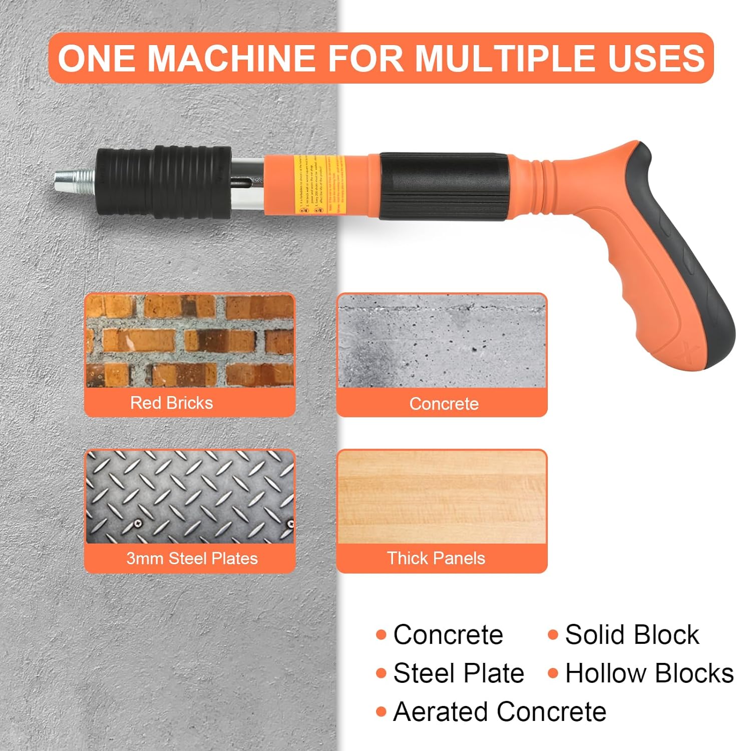 BRAND, CATEGORY, EXCECAR, TOOL SETS, Concrete Nail Gun with 120pcs Nails, 60pcs Round Nail and 60pcs Hook Nail Steel Nail Gun for Concrete Wall, 5 Speed Adjustable Manual Nail Gun, Portable Nail Wall Fastening Tool