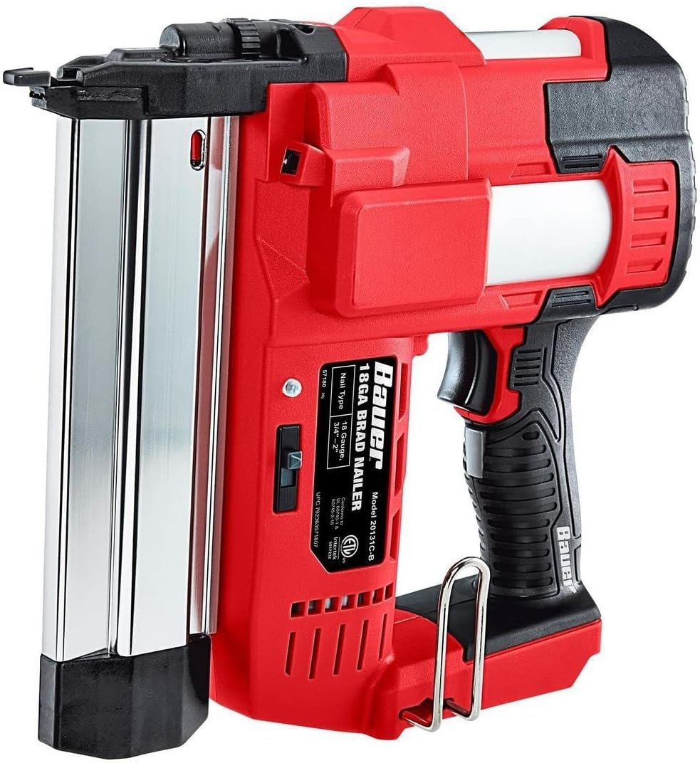 BRAD NAILERS, BRAND, CATEGORY, GENERIC, Cordless 18 Gauge Brad Nailer 20 Volt Battery Powered Tool Only From Bauer