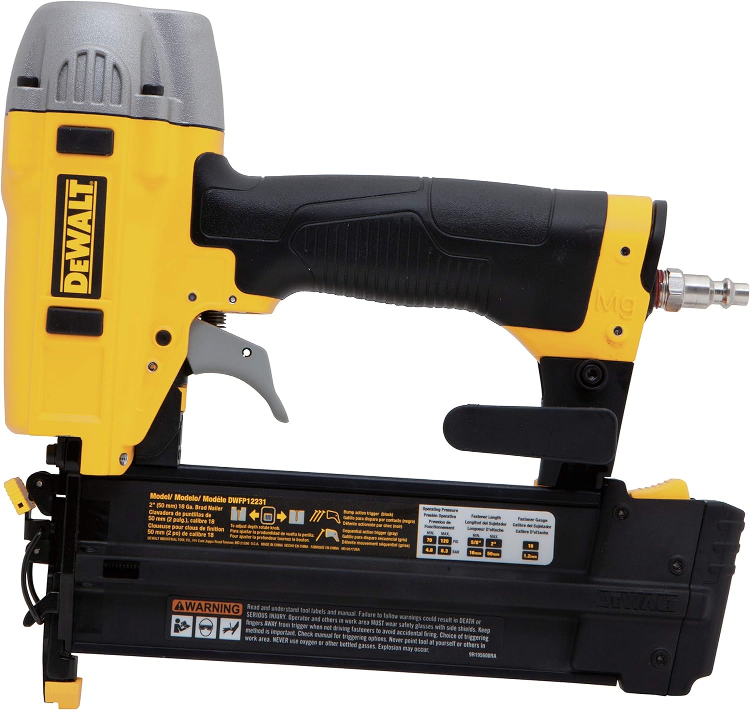 BRAD NAILERS, BRAND, CATEGORY, DEWALT, DEWALT Brad Nailer Kit, 18GA, 5/8-Inch to 2-Inch, Pneumatic (DWFP12231)