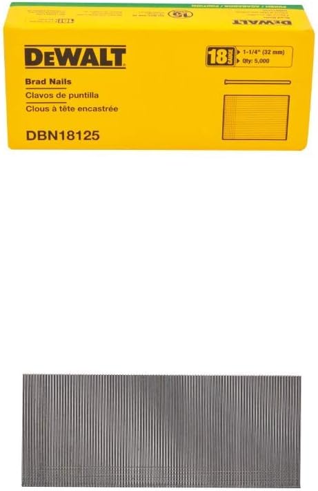 BRAD NAILS, BRAND, CATEGORY, DEWALT, DEWALT DBN18125 Heavy Duty 18 Gauge, 1-1/4-Inch Brad Nail (5000-Pack) and DEWALT DBN18200 Heavy Duty 18 Gauge, 2-Inch Brad Nail (5000-Pack)