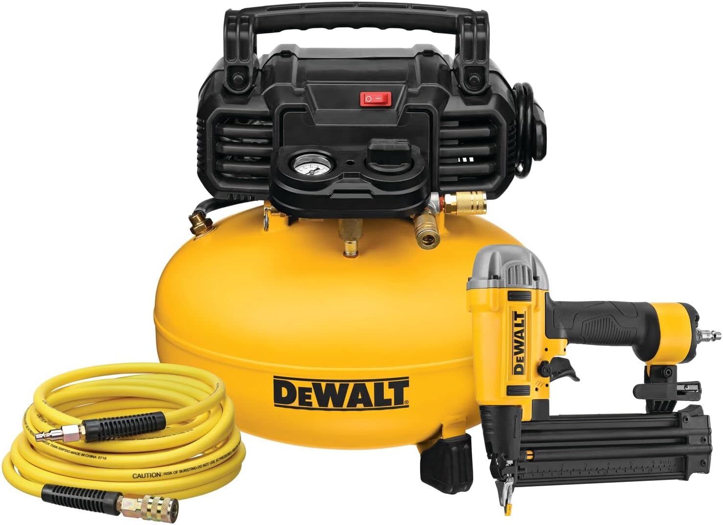 BRAD NAILERS, BRAND, CATEGORY, DEWALT, DEWALT DWFP1KIT 18 Gauge Brad Nailer and 6 Gallon Oil-Free Pancake Air Compressor Combo Kit