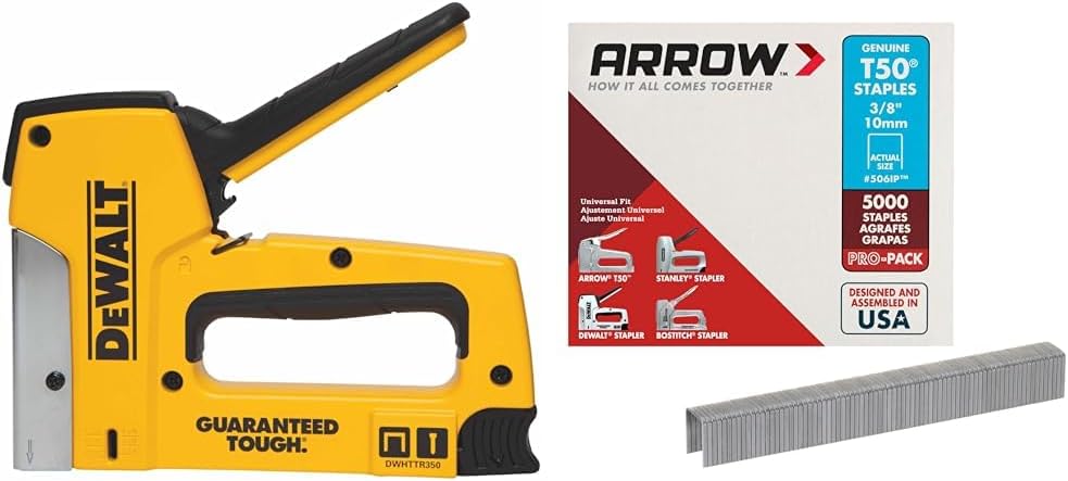 BRAD NAILERS, BRAND, CATEGORY, DEWALT, DEWALT DWHTTR350 Heavy-Duty Aluminum Stapler/Brad Nailer + Arrow Fastener 506IP Heavy Duty T50 Staples