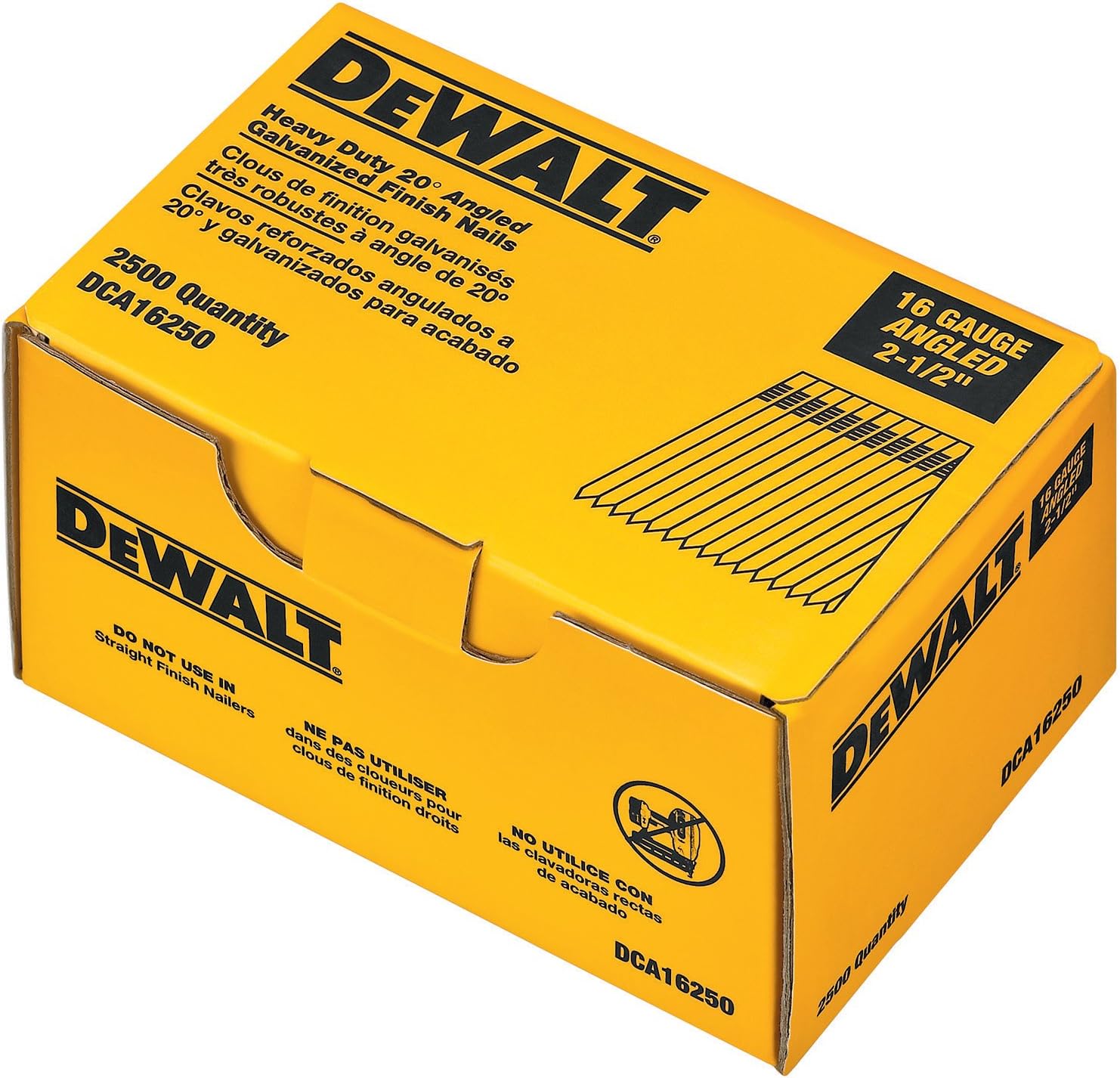 BLACK+DECKER, BRAND, CATEGORY, FINISH NAILS, DEWALT Finish Nails, 2-1/2-Inch, 16GA, 20-Degree, 2000-Pack (DCA16250)