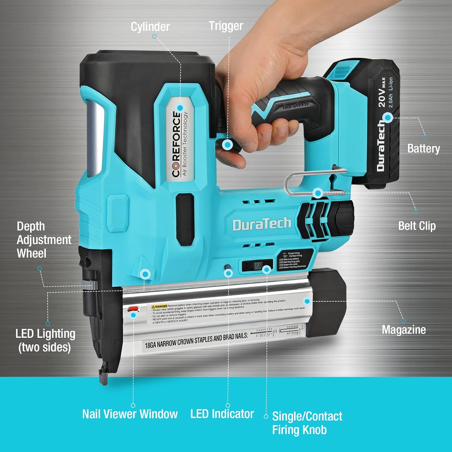 BRAD NAILERS, BRAND, CATEGORY, DURATECH, Cordless Brad Nailer with Rotary Tool Kit