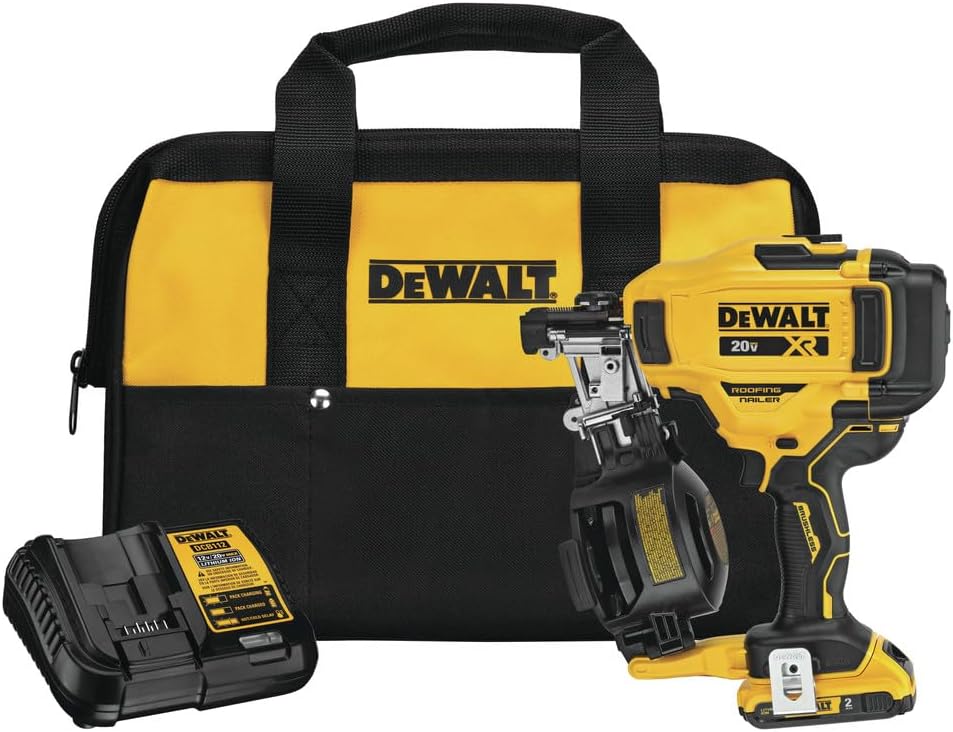 BRAND, CATEGORY, DEWALT, ROOFING NAILERS, DeWALT DCN45RND1 20V 15 Degrees Lithium-Ion Cordless Coil Roofing Nailer Kit