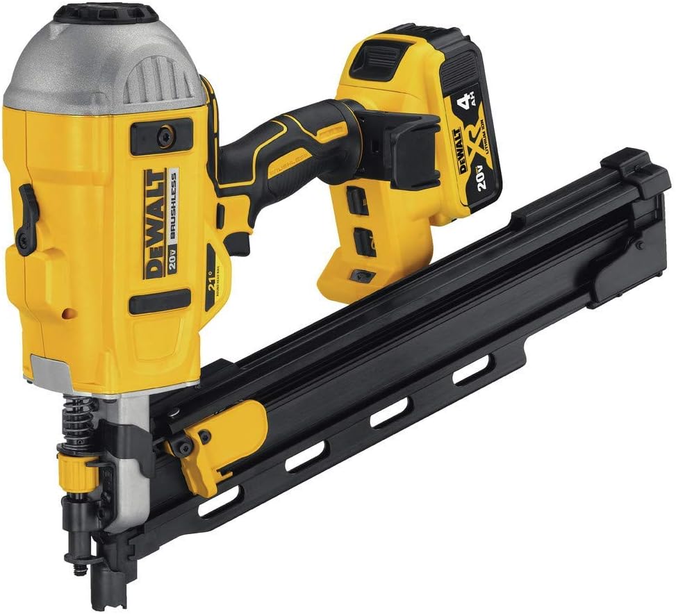 BRAND, CATEGORY, FRAMING NAILERS, RENEWED, Dewalt DCN21PLM1R 20V MAX Lithium-Ion 21-Degree Plastic Collated Framing Nailer Kit (4 Ah) (Renewed)