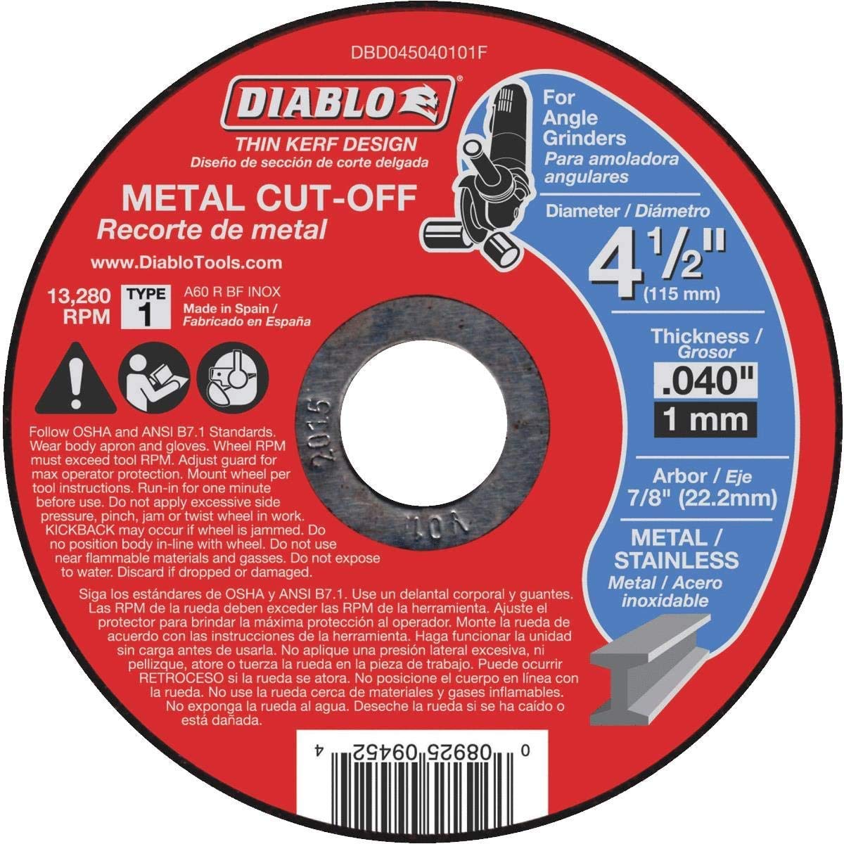 BRAND, CATEGORY, CUT-OFF WHEELS, DIABLO, Diablo 4-1/2 in. x 0.040 in. x 7/8 in. Thin Kerf Metal Cut-Off Disc (15-Pack)