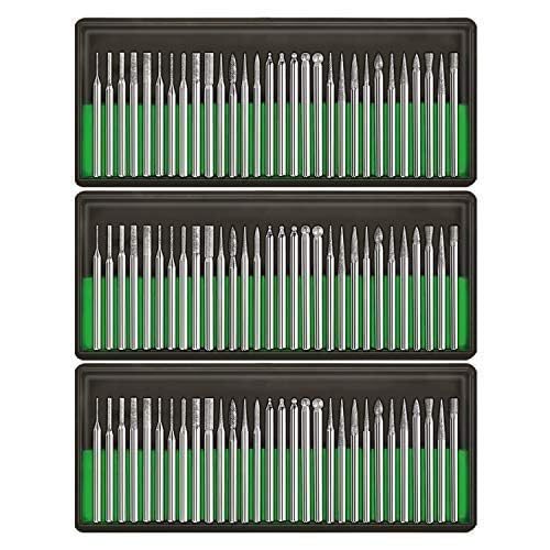 BRAND, CATEGORY, ROTARY TOOLS, ZFE, Diamond Burr Bits Drill Kit for Rotary Tool Metal Woodworking Router Grinding Engraving Carving- 1/8"(3mm) Shank Pack of 90Pcs/ 3 Sets