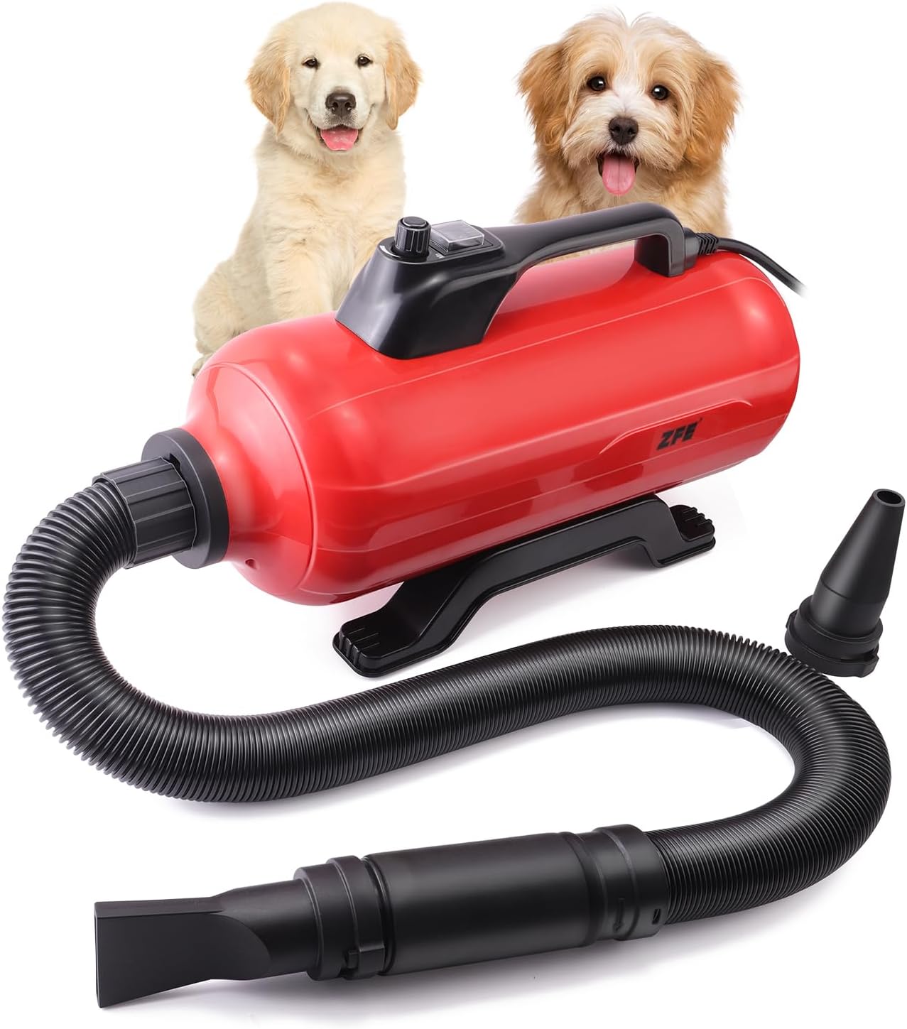 BRAND, BRUSHES, CATEGORY, ZFE, Dog Pet Dryer, 3000W High Velocity Pet Dryer Adjustable Speed Dog Grooming Blower Double Motor, Pet Grooming Hair Drying(4HP), Hot Air Dog Hair Dryer Blower with 2 Nozzle