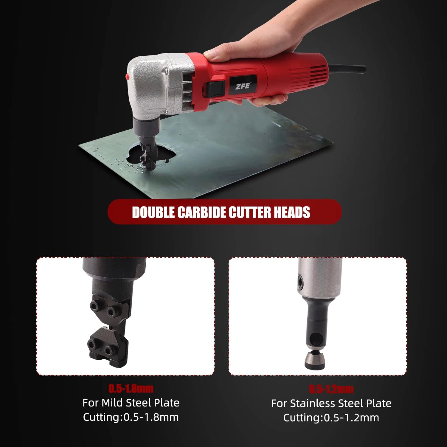 BRAND, CATEGORY, NIBBLERS, ZFE, Electric Metal Nibbler, ZFE 380W Electric Sheet Steel Nibbler Metal Shear with 1700RPM High Speed Rotor for Cutting Stainless Steel, Aluminium, Plastic