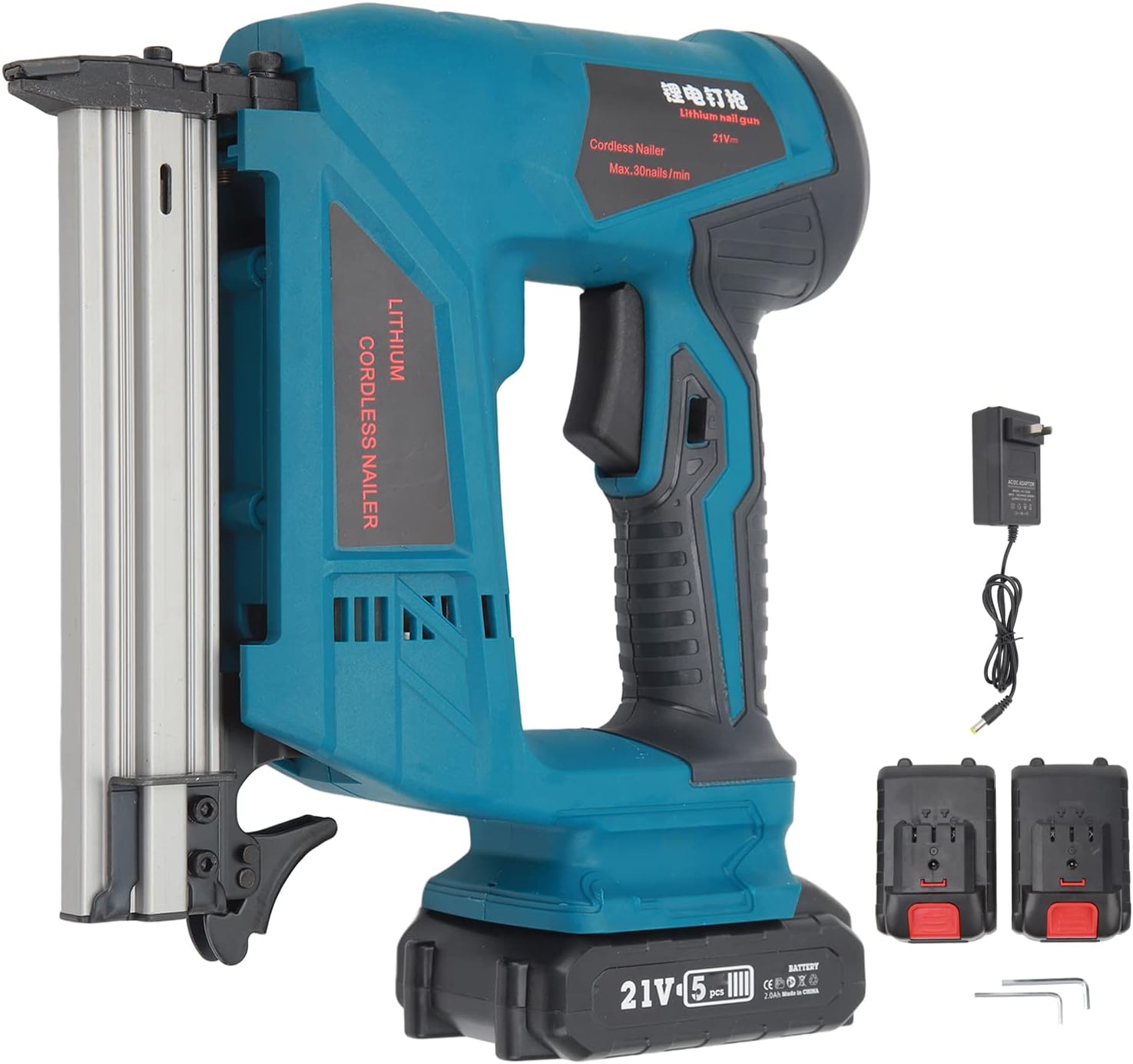 BRAD NAILERS, BRAND, CATEGORY, FTVOGUE, Electric Nail Gun Cordless Brad Nailer Kit with Lithium Batteries US Plug 100‑220V