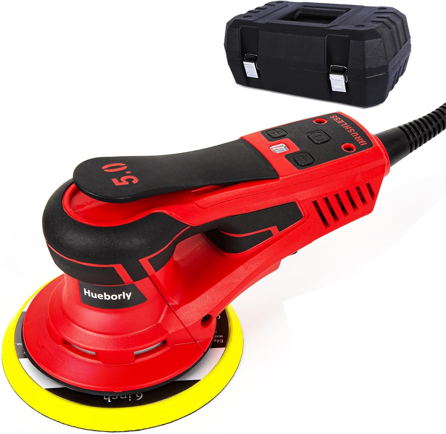 BRAND, CATEGORY, HUEBORLY, RANDOM-ORBIT SANDERS, Electric Random Orbital Sander Brushless Motor Powerful 350W Polisher Sander 6-Inch 10000 RPM Variable Speed Tool for Sanding Walls and Wood, Rust Removal, Car Polishing Ect