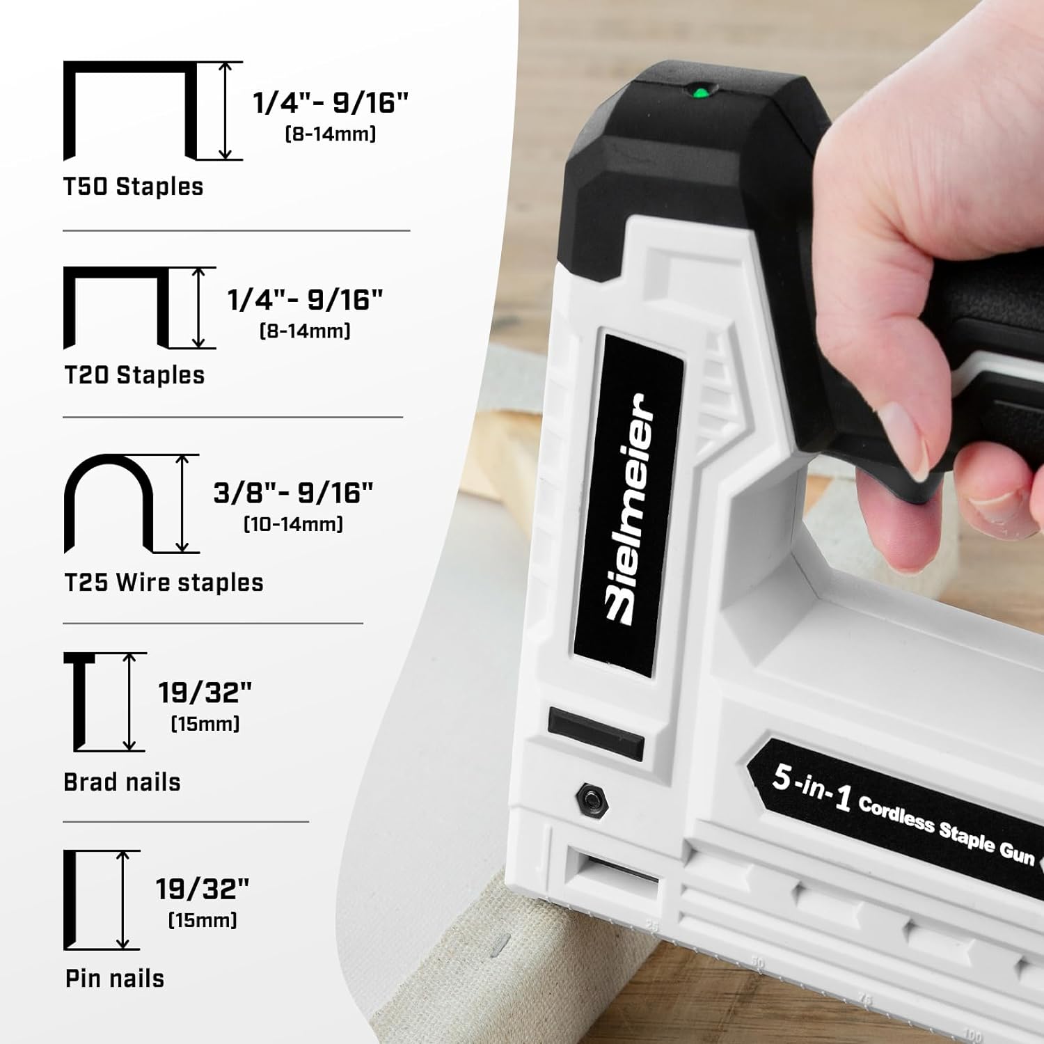 BIELMEIER, BRAND, CATEGORY, STAPLERS & TACKERS, Electric Staple Gun 5 in 1 Band Nailer, 4V Rechargeable Cordless Stapler, Nail Gun Battery Powered with 2,000 Staples and Nails, Power Tacker Pin Nailer for Home Use, Wood, Upholstery, DIY