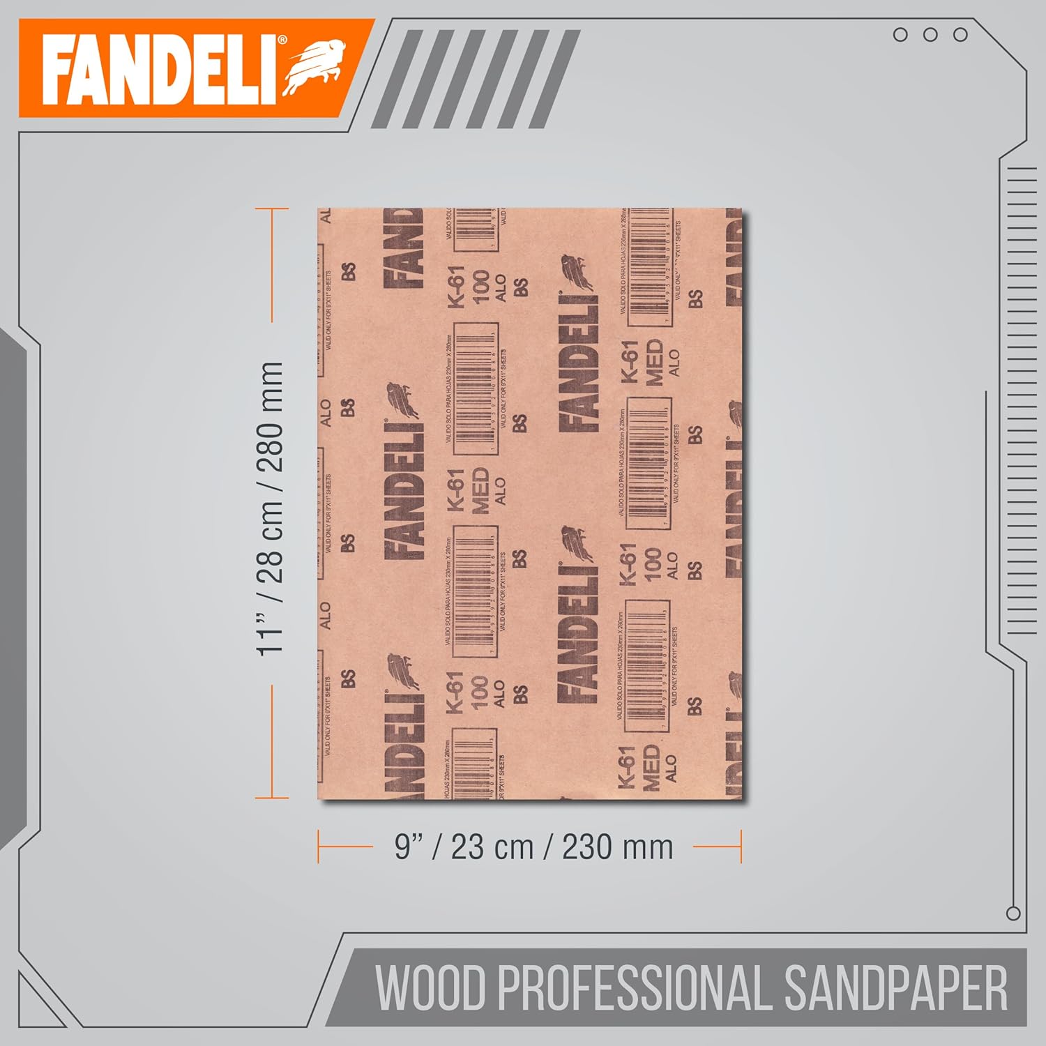 BRAND, CATEGORY, FANDELI, SANDING SHEETS, Fandeli | Wood Sanding Paper | 100 Grit | 25 Sheets of 9'' x 11'' | Perfect for Sanding Wood | Hand Sanding | Orbital Sanders