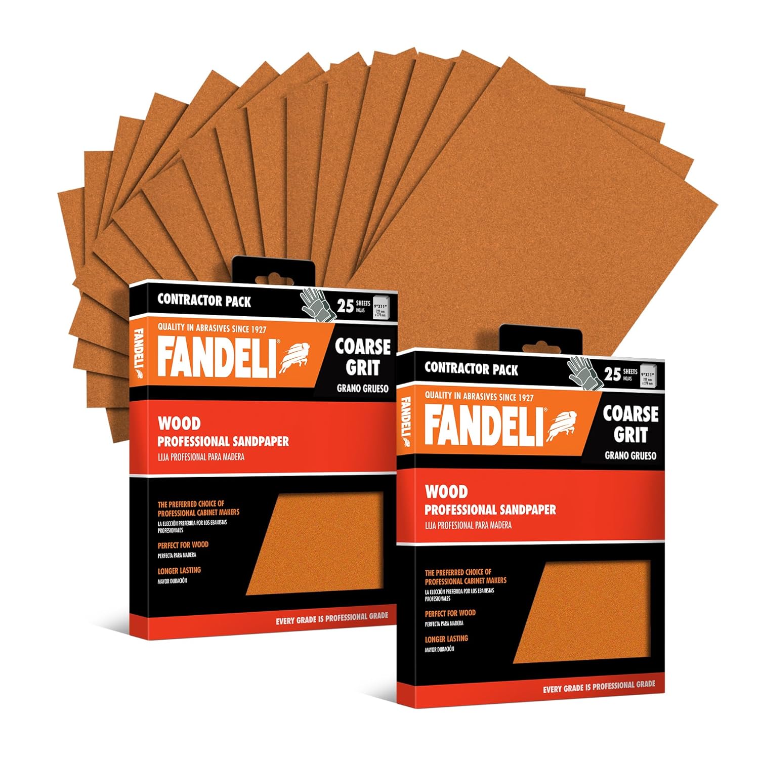 BRAND, CATEGORY, FANDELI, SANDING SHEETS, Fandeli | Wood Sanding Paper | 100 Grit | 25 Sheets of 9'' x 11'' | Perfect for Sanding Wood | Hand Sanding | Orbital Sanders