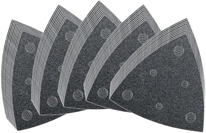 BRAND, CATEGORY, FEIN, SANDING SHEETS, Fein Sanding Sheets with Hook and Loop Attachment for Universal Use on Almost All Materials - Perforated, 220 Grit, 3-1/8" Edge Length, 5-Pack - 63717115041