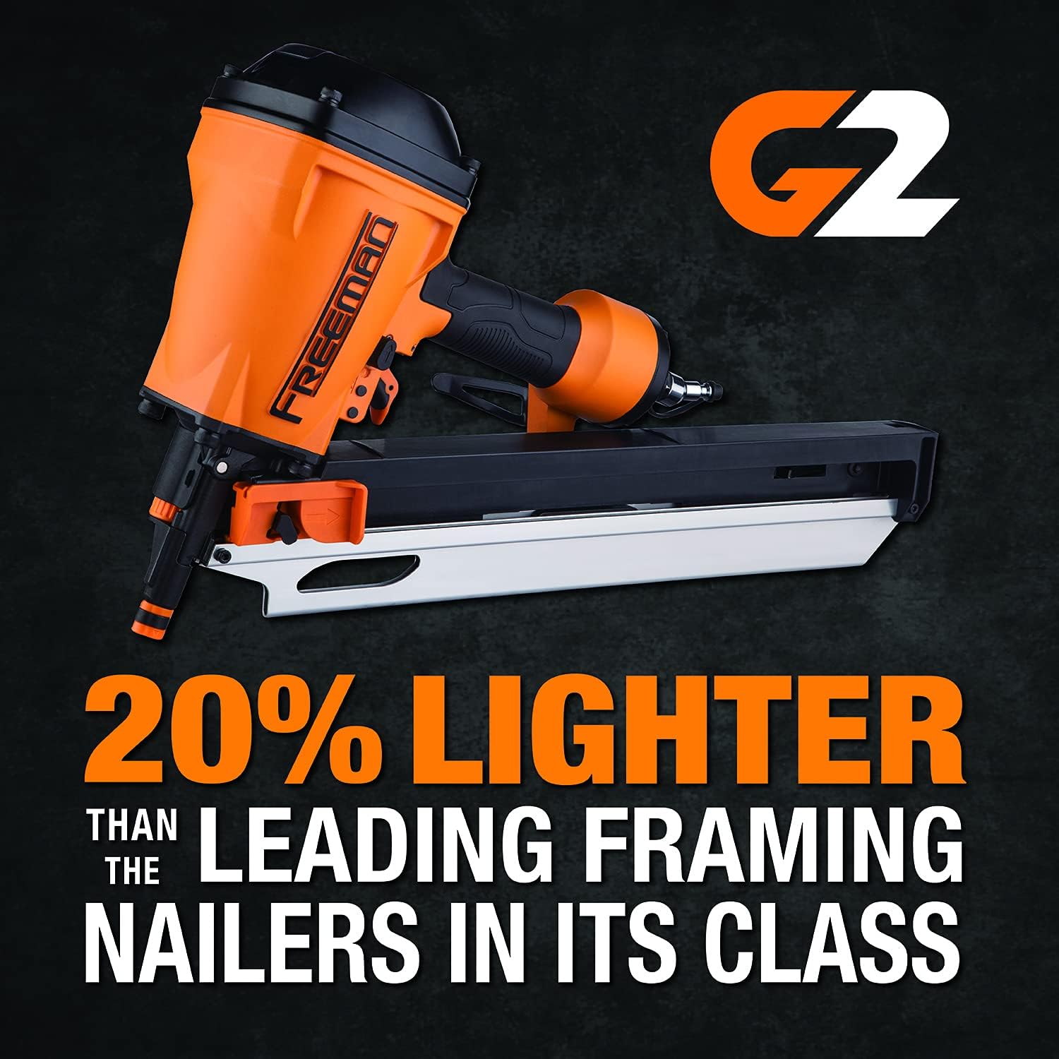 BRAND, CATEGORY, FRAMING NAILERS, FREEMAN, Freeman G22183CLW 2nd Generation Compact Lightweight Pneumatic 21-Degree 3-1/4" Framing Nailer with Adjustable Metal Belt Hook and 1/4" NPT Air Connector