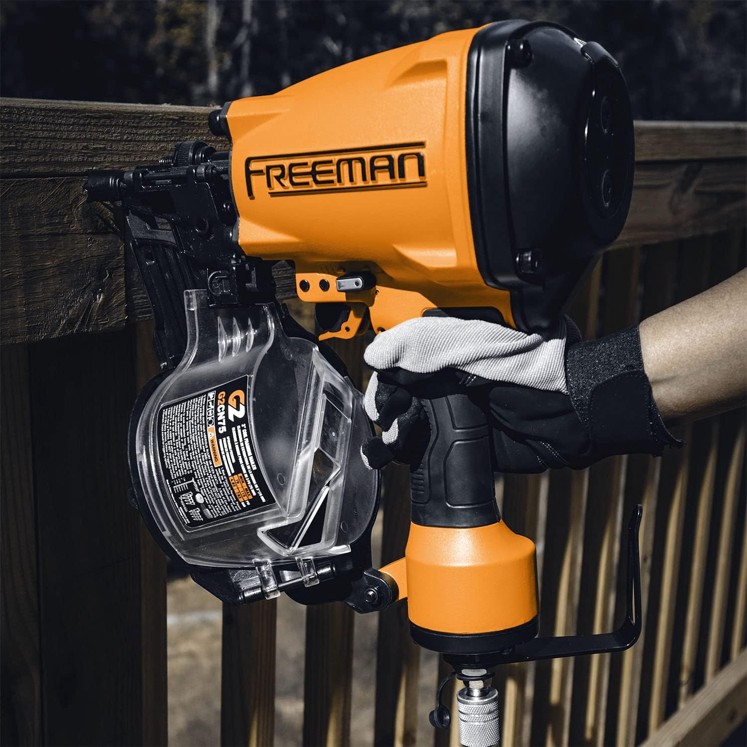 BRAND, CATEGORY, FRAMING NAILERS, FREEMAN, Freeman G2CN75 2nd Generation Pneumatic 15 Degree 3" Coil Framing Nailer with Adjustable Metal Belt Hook and 1/4" NPT Air Connector