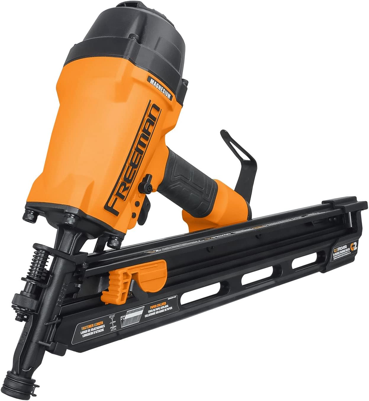 BRAND, CATEGORY, FRAMING NAILERS, FREEMAN, Freeman G2FR3490 2nd Generation Pneumatic 34 Degree 3-1/2" Framing Nailer with Adjustable Metal Belt Hook and 1/4" NPT Air Connector