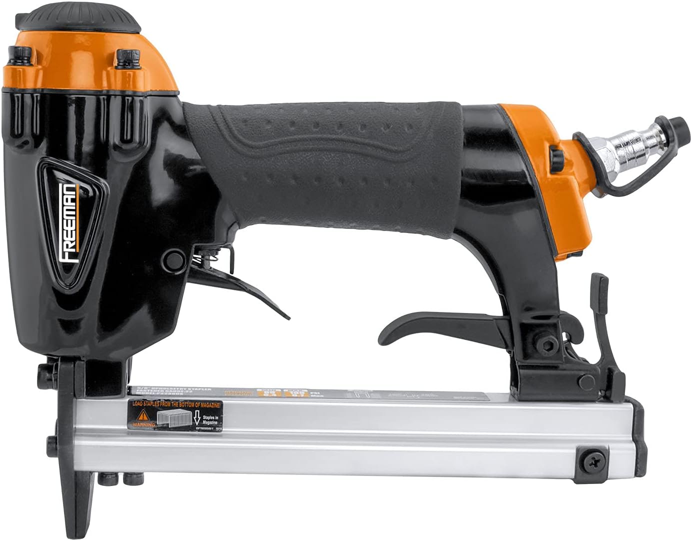 BRAND, CATEGORY, FREEMAN, UPHOLSTERY STAPLERS, Freeman P2238US Pneumatic 22-Gauge 5/8" Upholstery Stapler Ergonomic and Lightweight Nail Gun with Extension Nose and Safety Trigger for Upholstery, Cabinets, Fabric, and Screens