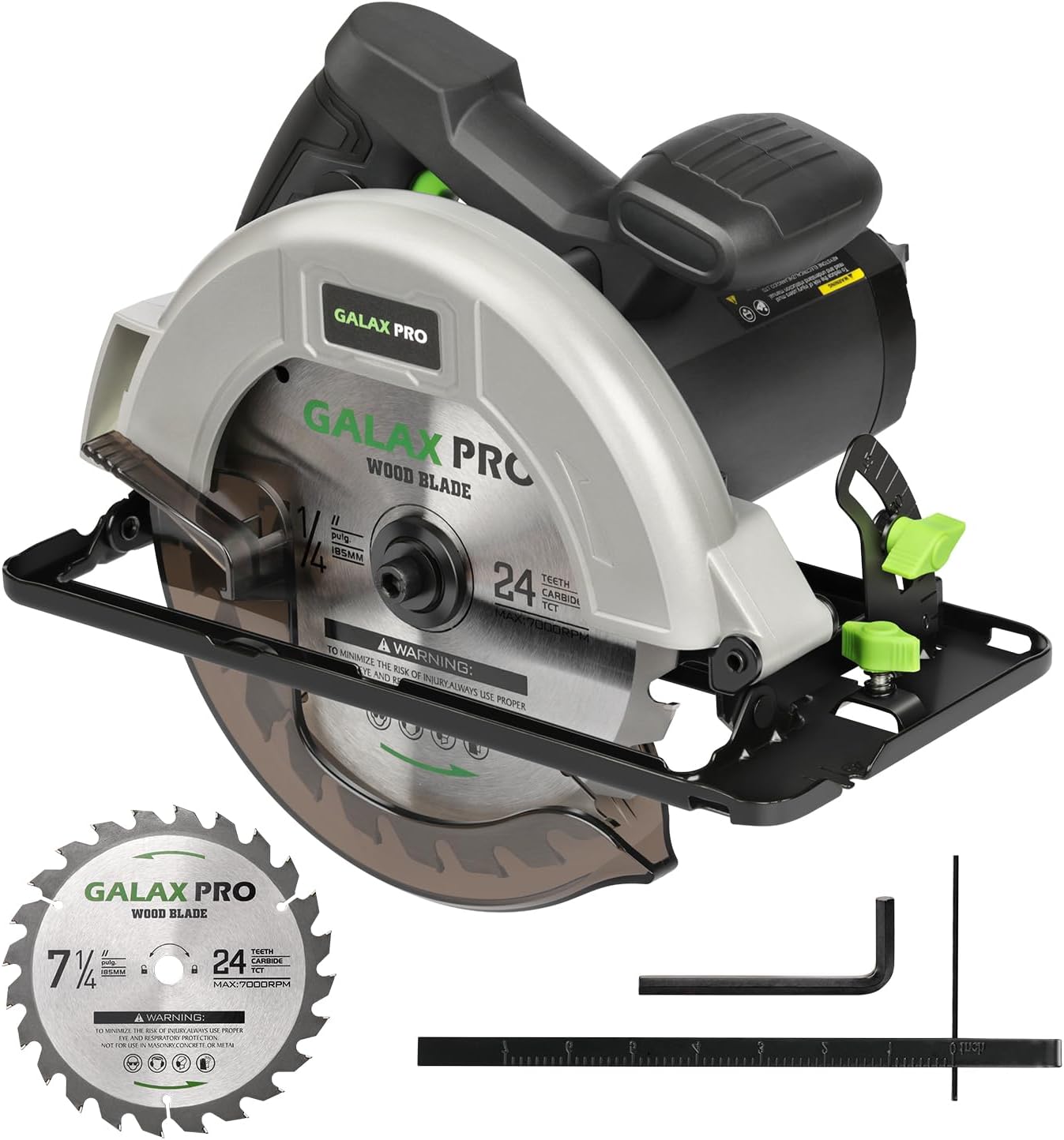 BRAND, CATEGORY, CIRCULAR SAWS, GALAX PRO, GALAX PRO 11 Amp Power Circular Saw, 6000RPM Corded Circular Saw with Adjustable Cutting Depth 2-7/16" (90°) to 1-13/16" (45°), 7-1/4 Inch Carpentry Saw Blade, Ideal for Wood, Plastic Cuts