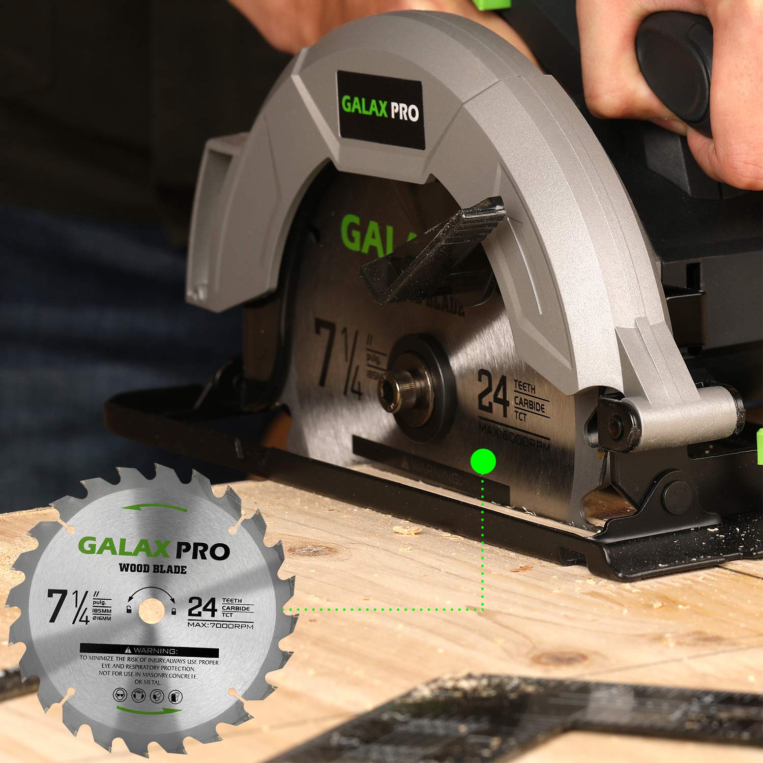 BRAND, CATEGORY, CIRCULAR SAW BLADES, GALAX PRO, GALAX PRO Circular Saw Blade 7 1/4"(185MM) 24 Tooth and 48 Tooth Tungsten Carbide Tipped Circular Wood Cutting Saw Blade with 5/8"(16mm) Arbor for Wood Cutting(Pack of 2)