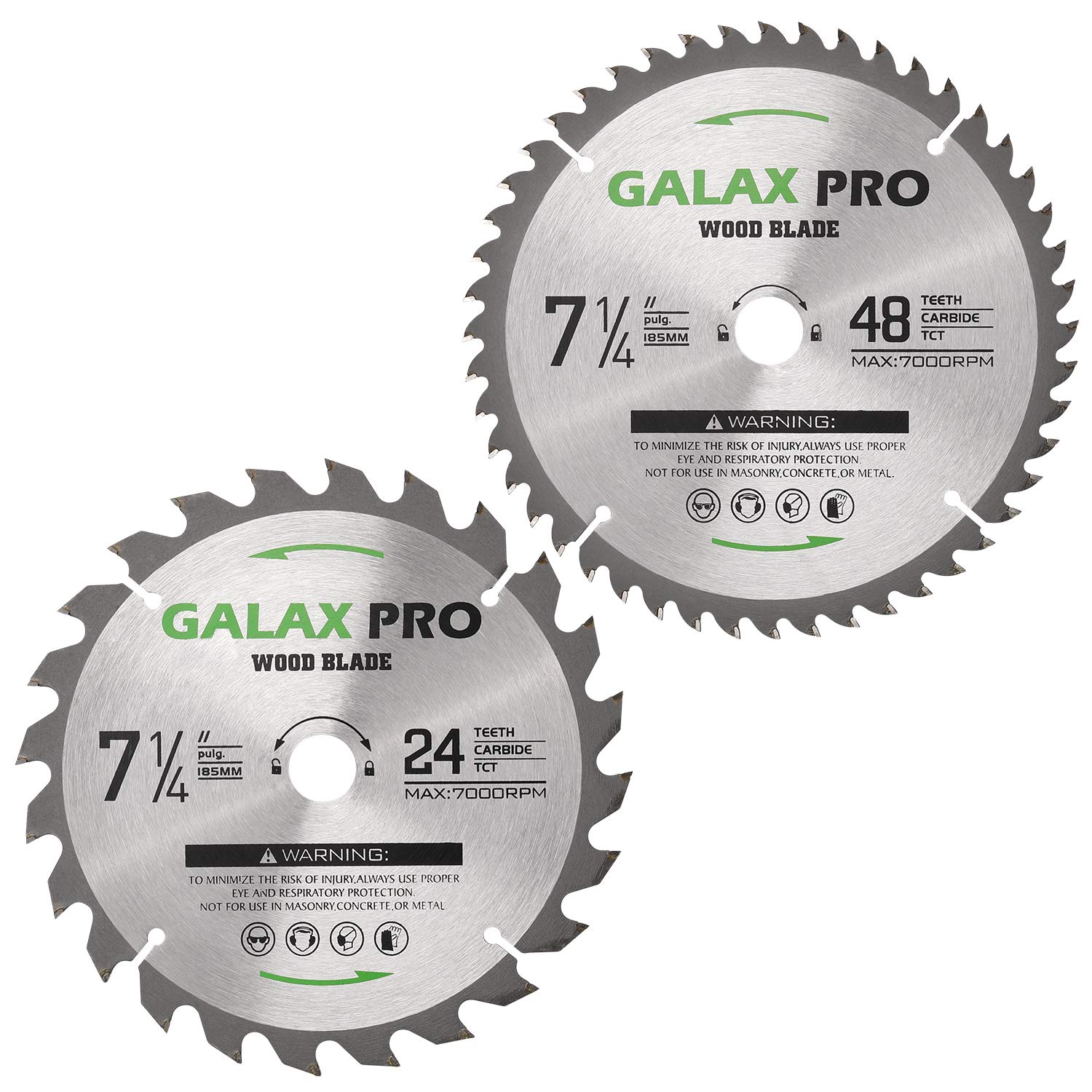 BRAND, CATEGORY, CIRCULAR SAW BLADES, GALAX PRO, GALAX PRO Circular Saw Blade 7 1/4"(185MM) 24 Tooth and 48 Tooth Tungsten Carbide Tipped Circular Wood Cutting Saw Blade with 5/8"(16mm) Arbor for Wood Cutting(Pack of 2)