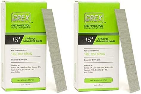 BRAD NAILS, BRAND, CATEGORY, GREX, GREX GBN18-32 18 Gauge 1-1/4-Inch Length Galvanized Brad Nails (5,000 per Box) (2)