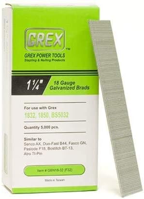 BRAD NAILS, BRAND, CATEGORY, GREX, GREX GBN18-32 18 Gauge 1-1/4-Inch Length Galvanized Brad Nails (5,000 per Box) (2)