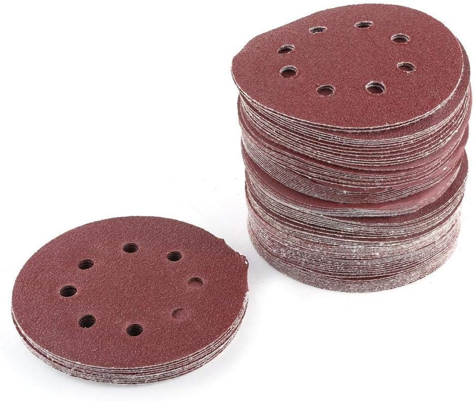 BRAND, CATEGORY, FLAP DISCS, YOSOO, Grit Sandpapers, 100pcs 8 Hole Hook and Loop Sanding Discs 5 inch, Orbital Sander Sandpaper Assortment 60 80 100 120 240 Grit