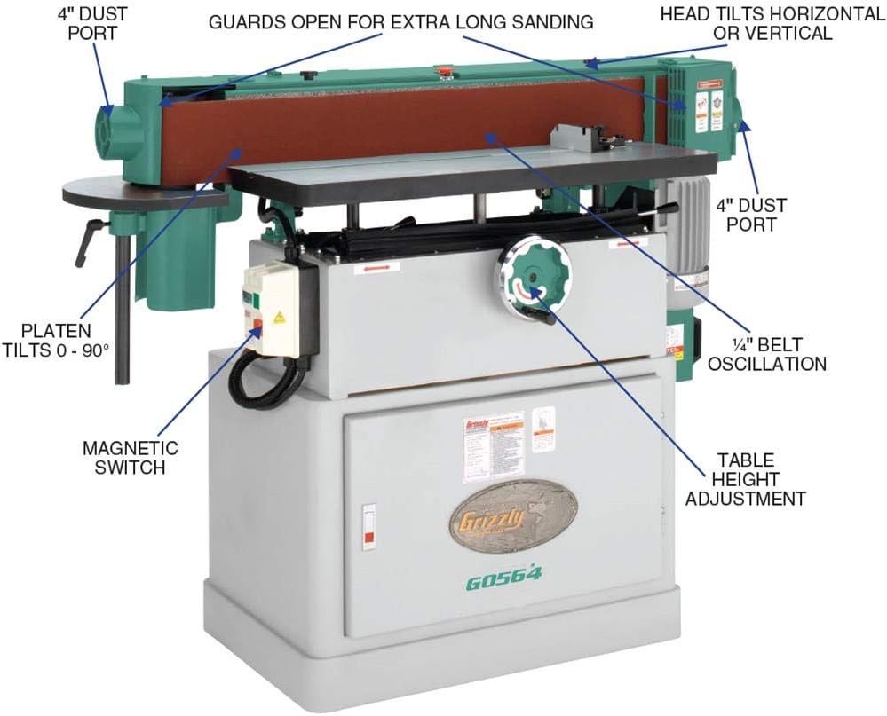 BELT SANDERS, BRAND, CATEGORY, GRIZZLY INDUSTRIAL, Grizzly Industrial G0564-6" x 108" Oscillating Edge Sander