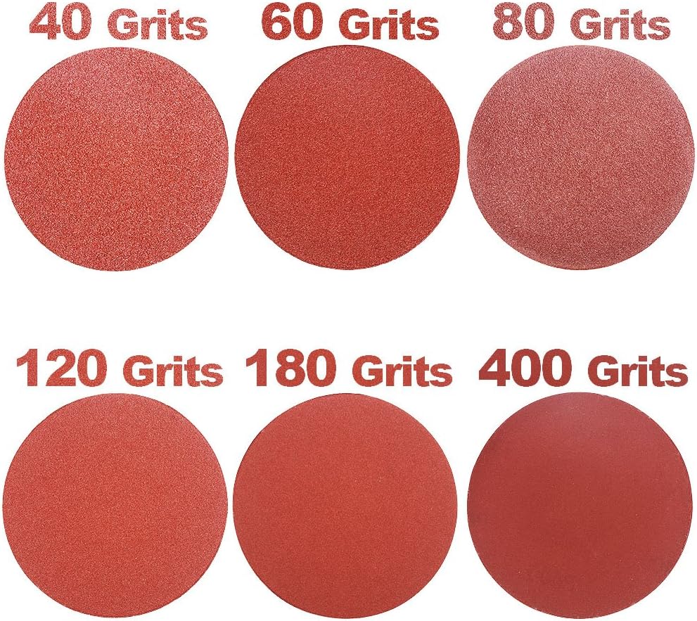 BRAND, CATEGORY, HIFROM, HOOK & LOOP DISCS, HIFROM 5 Inch Sanding Discs NO-Hole Hook and Loop 60 80 120 180 240 Grit Sandpaper Aluminum Oxide Random Orbital Sander Pads (100-Pack)