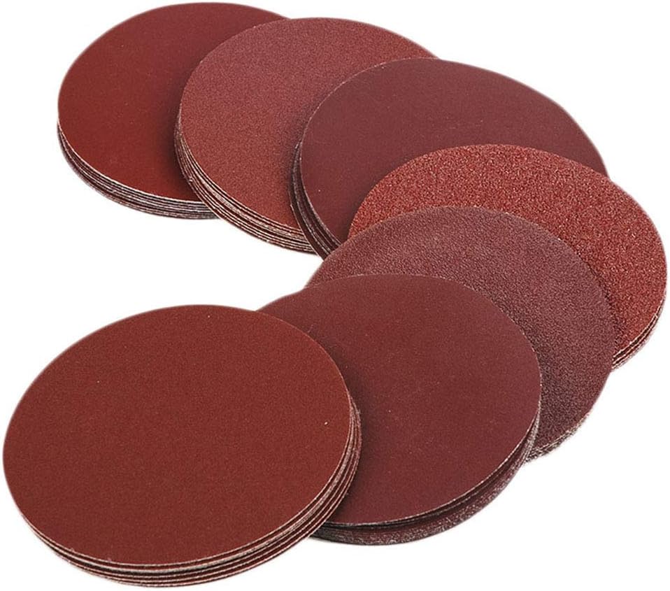 BRAND, CATEGORY, HIFROM, HOOK & LOOP DISCS, HIFROM 5 Inch Sanding Discs NO-Hole Hook and Loop 60 80 120 180 240 Grit Sandpaper Aluminum Oxide Random Orbital Sander Pads (100-Pack)