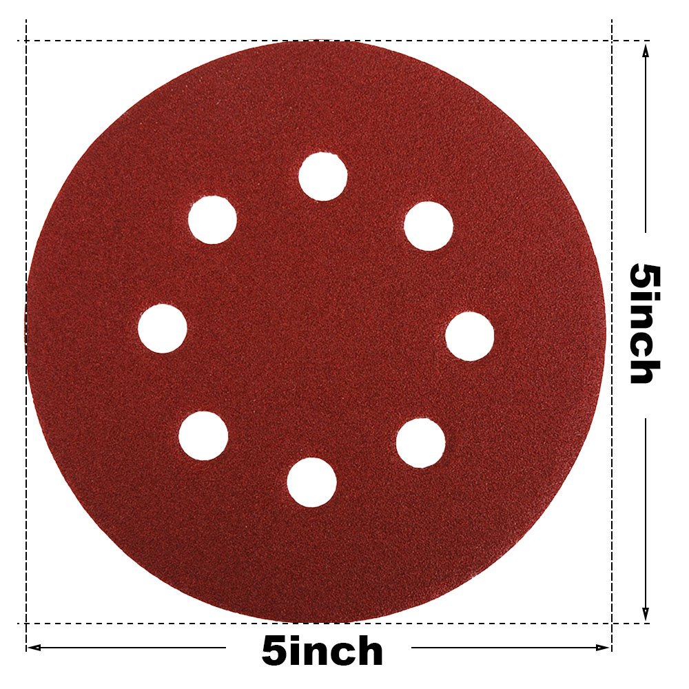 BRAND, CATEGORY, HIFROM, HOOK & LOOP DISCS, HIFROM 60 Pieces 8 Holes Sanding Discs, 5 Inch Hook and Loop 40 Grit Sandpaper Assortment replacement for Random Orbital Sander Grinder Pads