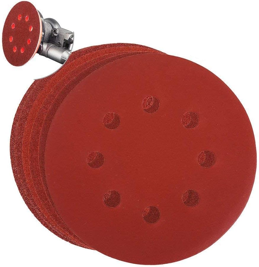 BRAND, CATEGORY, HIFROM, HOOK & LOOP DISCS, HIFROM 75pcs Sanding Discs 5 Inch 8 Hole Hook and Loop Adhesive Sanding Discs Sandpaper for Random Orbital Sander (15 Discs Each of 40 60 80 100 120)