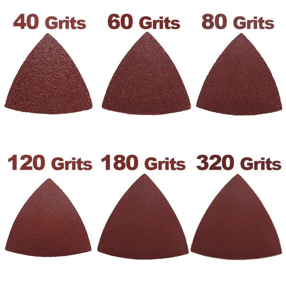 BRAND, CATEGORY, HIFROM, SANDING SHEETS, HIFROM Triangular Aluminum Oxide Abrasive Sandpaper NO Hole Hook and Loop Sanding Sheets Assorted 40 60 80 100 120 180 240 320 400 800 Grits 8x8x8CM (100-Pack)